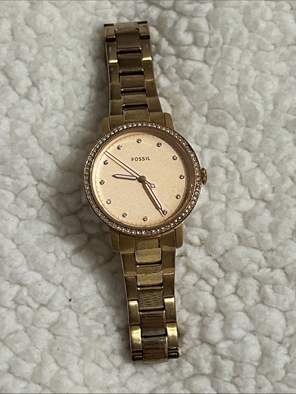 Fossil Women's Rose Gold Crystal-Trim Bracelet Watch